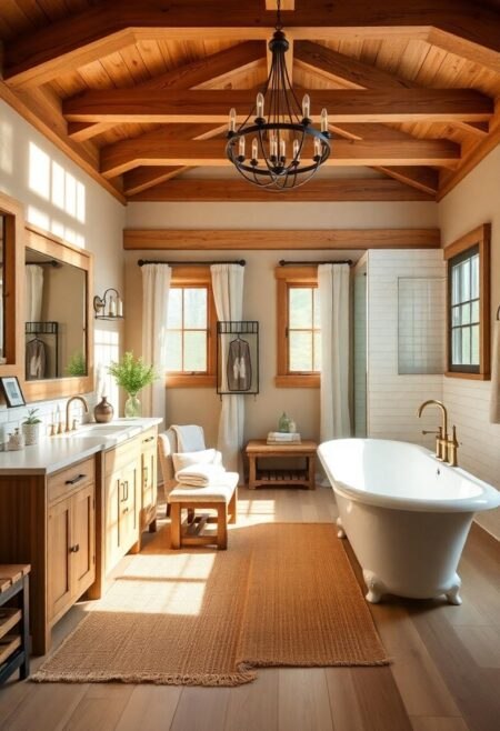 farmhouse bathroom Rustic Serenity – Spa Like Farmhouse Escape