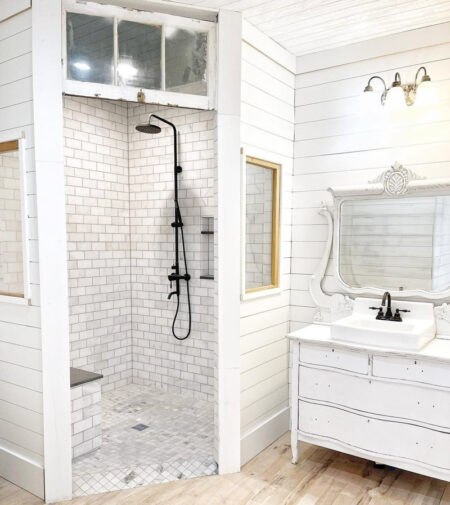 farmhouse bathroom bright minimalist elegance