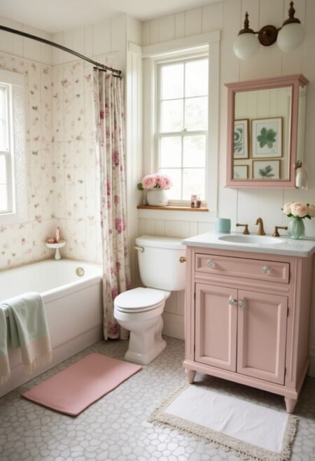 farmhouse bathroom pastoral charm