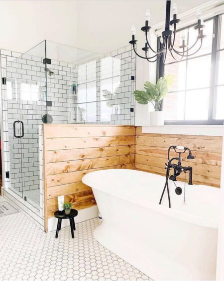 farmhouse bathroom rustic modern blend