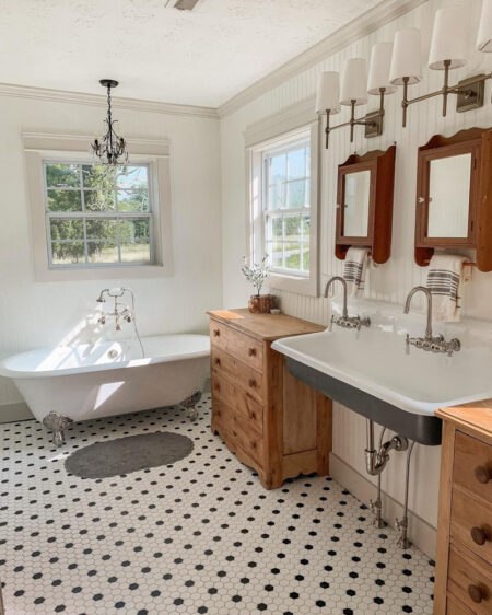 farmhouse bathroom timeless vintage touches