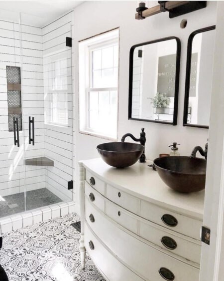 farmhouse bathroom vintage meets modern