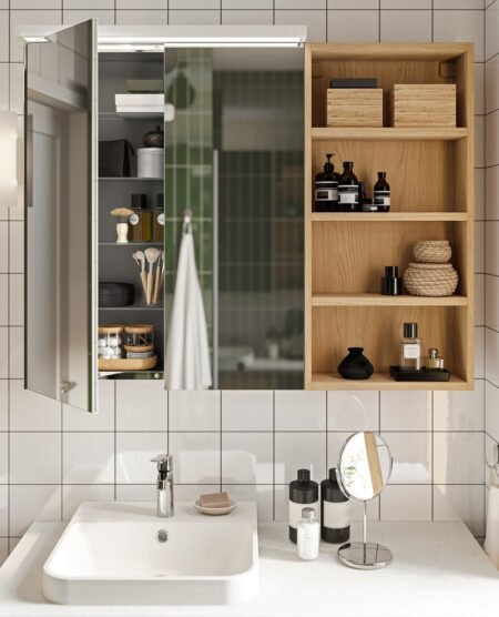 small bathroom mirrored cabinet