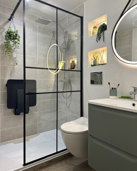 small bathroom modern industrial glow