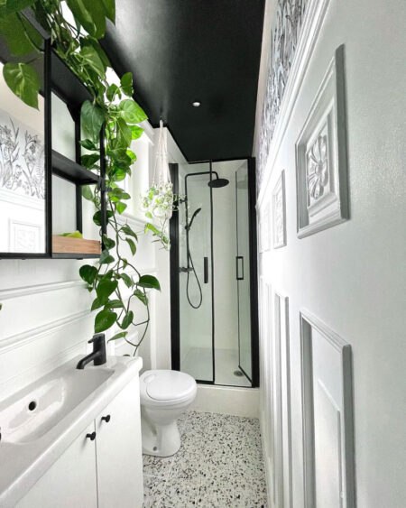 small bathroom tiny monochrome oasis