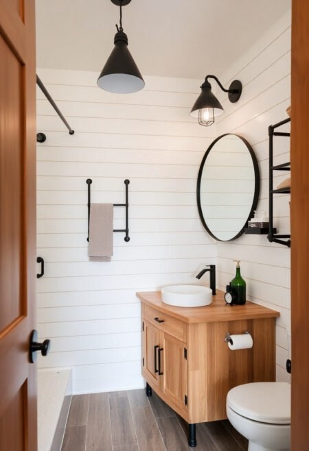 small farmhouse bathroom industrial farmhouse