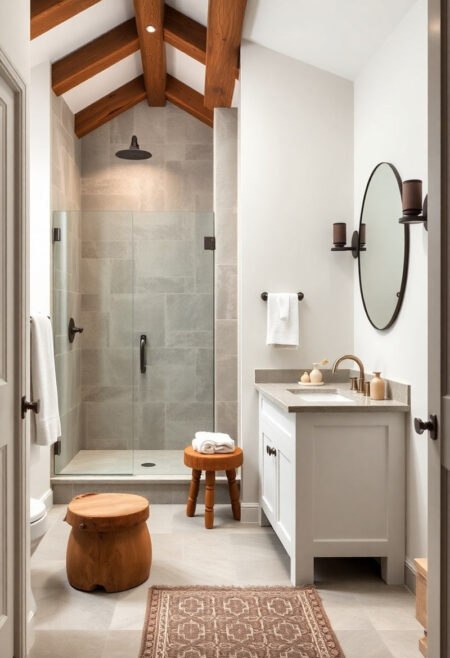 small farmhouse bathroom rustic luxury