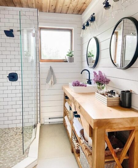 small farmhouse bathroom spring garden retreat