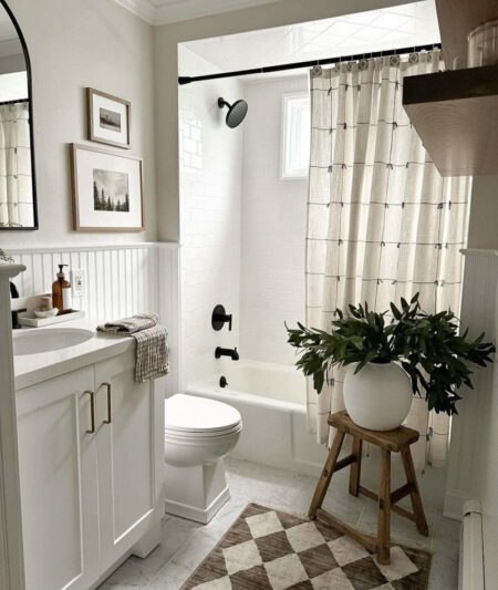 small farmhouse bathroom textural harmony