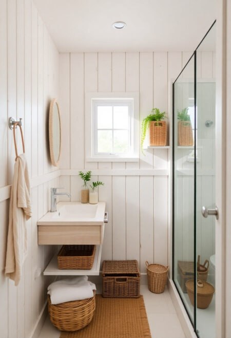 small farmhouse bathroom whitewashed bliss